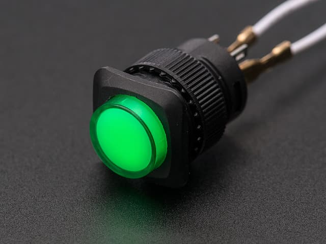 16mm Illuminated Pushbutton - Green Momentary