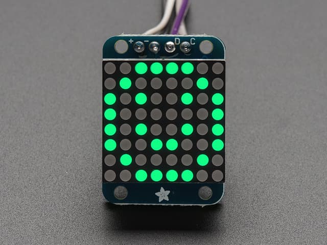 Adafruit Mini 0.8" 8x8 LED Matrix w/I2C Backpack - Pure Green