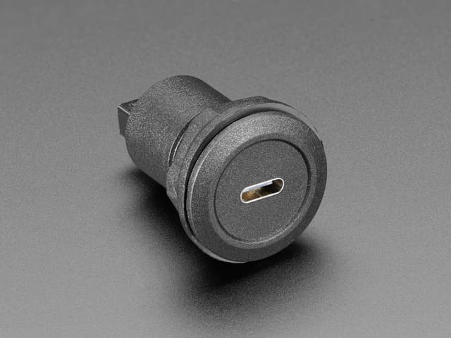 USB C Jack to USB A Jack Round Panel Mount Adapter