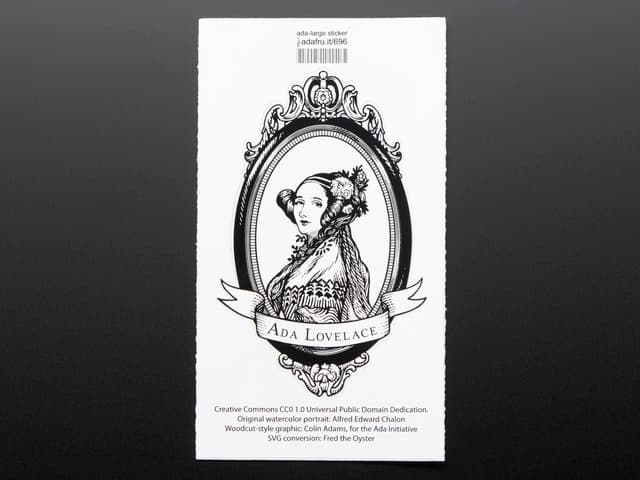 Ada Lovelace, large, oval black and white - Sticker!