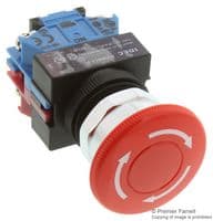 IDEC - AVW411-R - Commutateur d'arrêt d'urgence, DPST, Pushlock Tournant Reset, Vis, 10 A, 600 V, 220 V