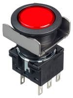 IDEC - LB6B-M1T6LR - Commutateur bouton-poussoir industriel, Silhouette affleurante, LB Series, 18.2 mm, DPDT, Momentané