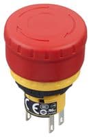 IDEC - XA1E-BV3U02TR - Commutateur d'arrêt d'urgence, DPST-NC, Push-Pull, Connexion rapide, A souder, 3 A, 250 V
