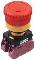 IDEC - YW1B-V4E02R - Commutateur d'arrêt d'urgence, DPST-NC, Tirer/Tourner pour Reset, Vis, 10 A, 120 V
