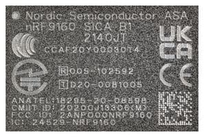 NORDIC SEMICONDUCTOR - NRF9160-SIBA-B1A-R7 - Modem industriel, NB-IoT, I2C, I2S, SPI, UART, 2,2 GHz, Alimentation 5,5V