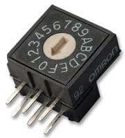 OMRON - A6RV-161RF - Commutateur codé rotatif, A6RV Series, Traversant, 16 Positions, 24 VDC, Hexadécimale, 25 mA