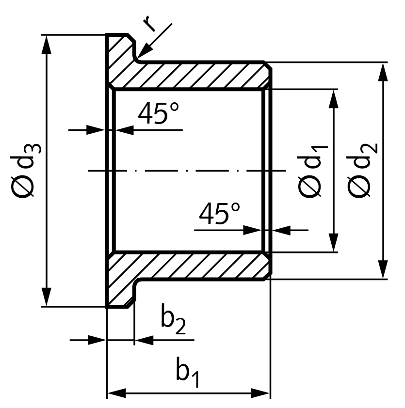Flanged bush similar to DIN 1850-3 V sintered bronze bore 3mm outer diameter 6mm flange diameter 9mm length 4mm