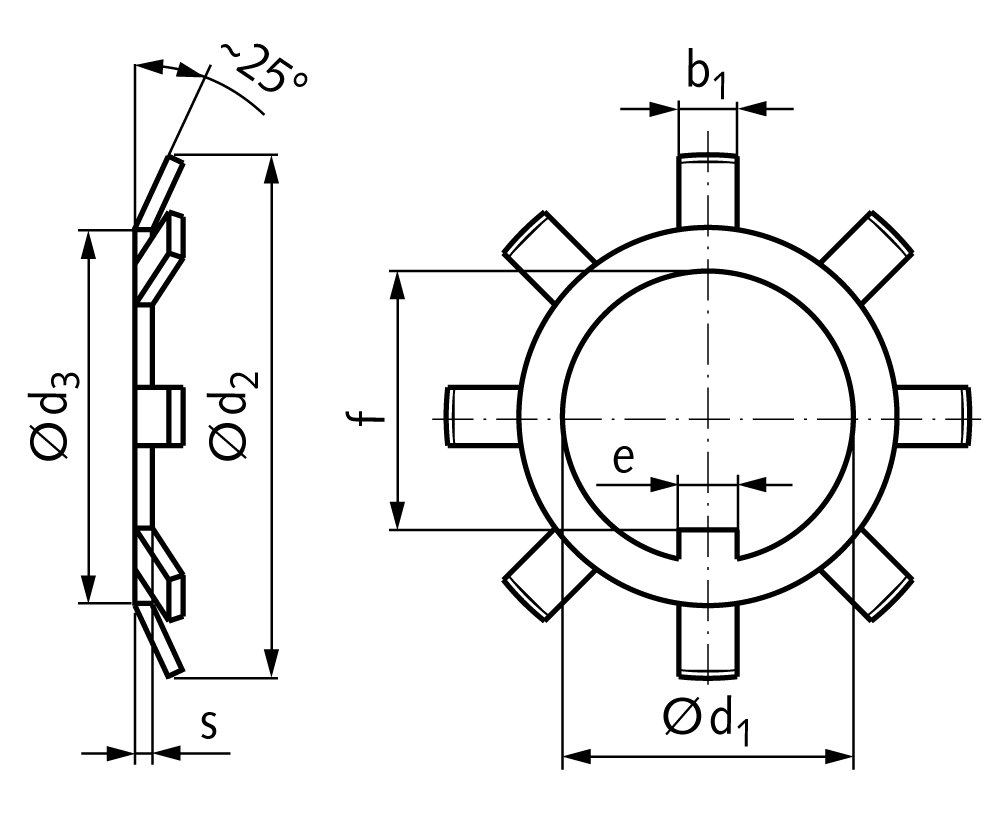 Lockwasher DIN 5406 Type MB 3 inner diameter 17mm stainless steel 1.4301 (AISI 304)