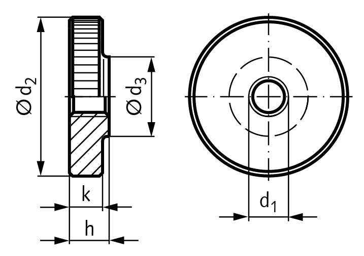 Flat knurled nut DIN 467 M4 stainless steel 1.4305