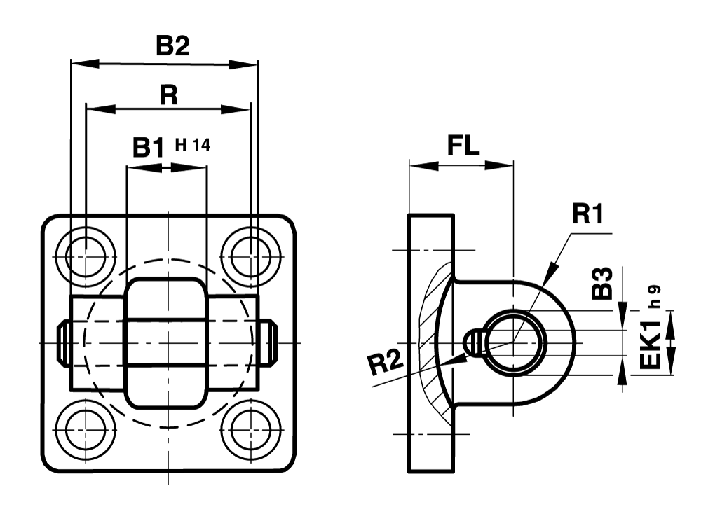 Rear clevis , narrow version for cylinder diameter 32mm