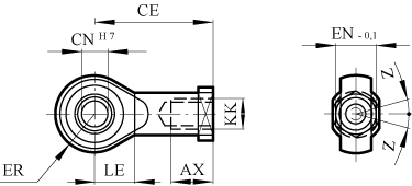 Rod end with ball joint for cylinder diameter 40mm thread M12x1,25
