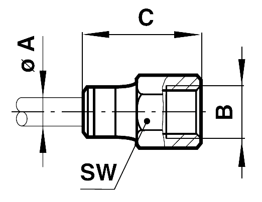 Straight screw-on connector thread G1/4 tube outer diameter 6mm