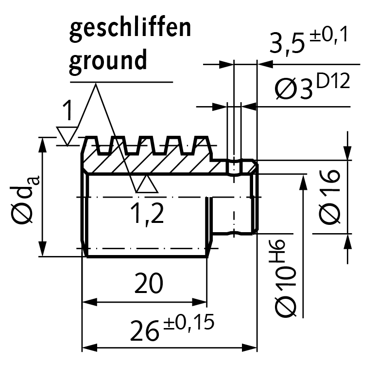 Precision worm centre distance 22.62mm i=7