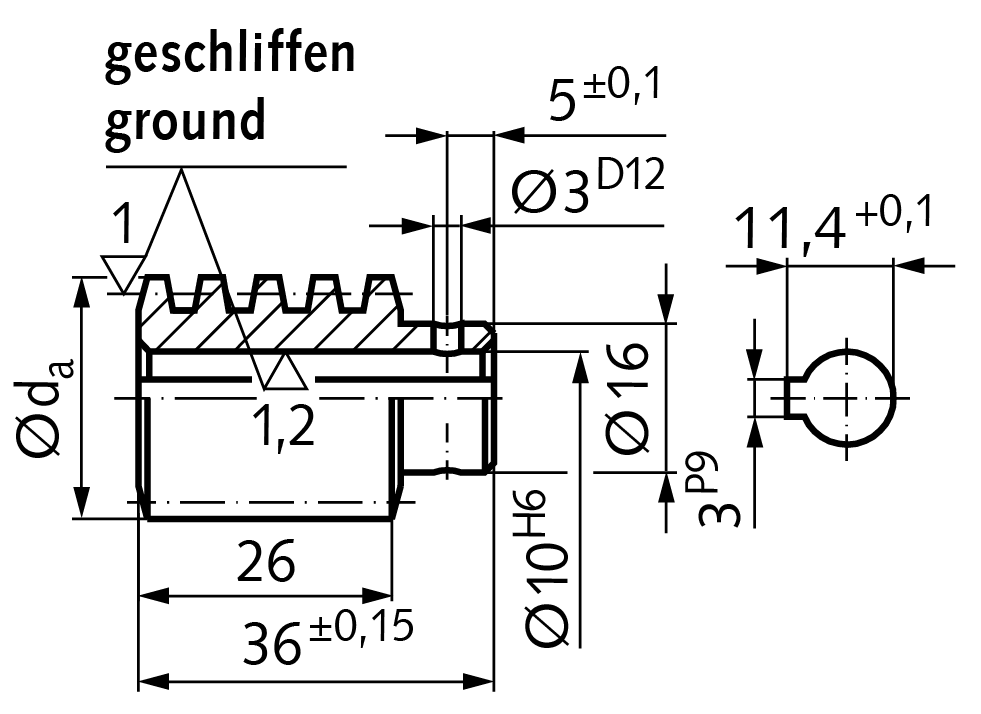 Precision worm centre distance 33mm i=38