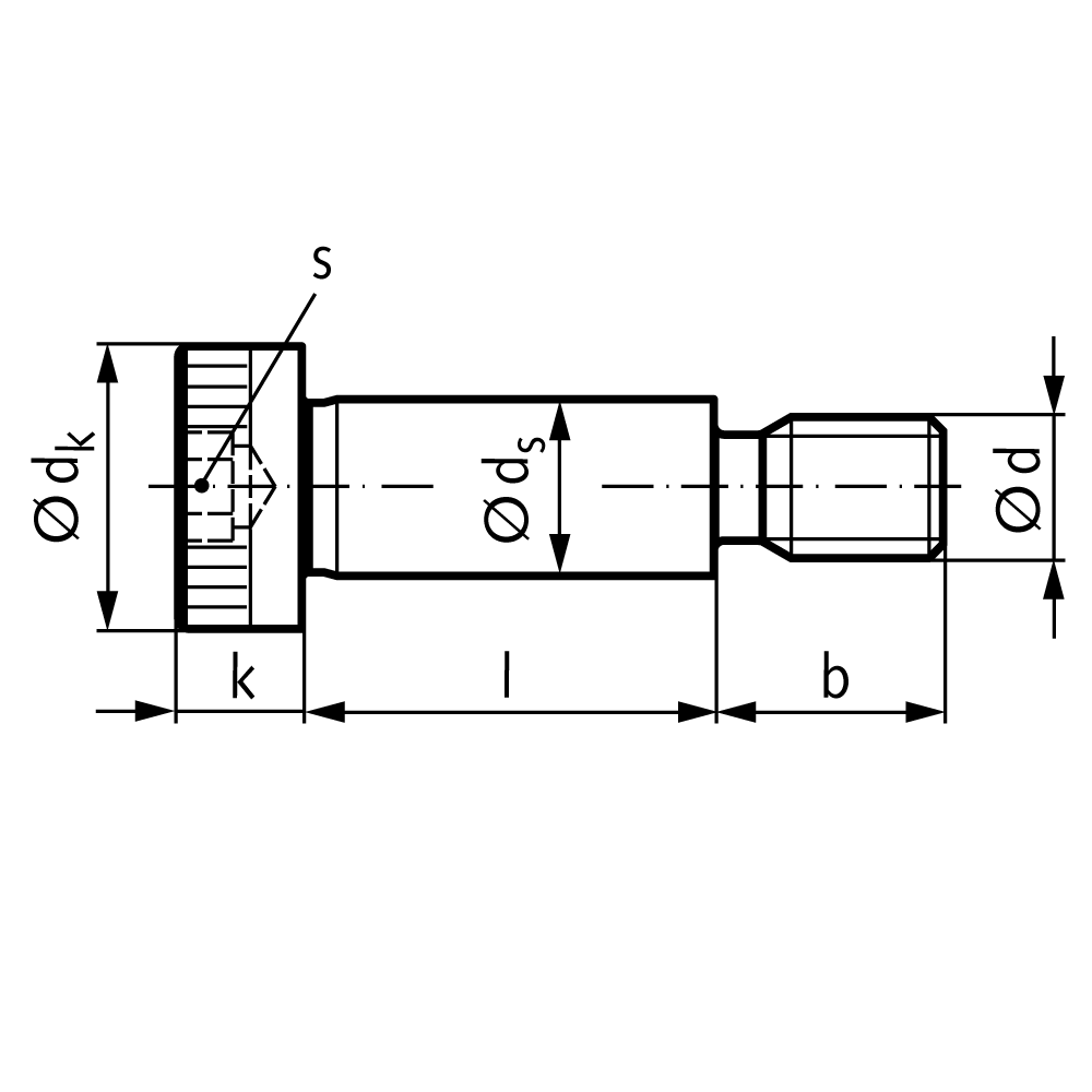 Shoulder screw similar to ISO 7379 ø6f9-M5-60mm stainless steel 1.4301