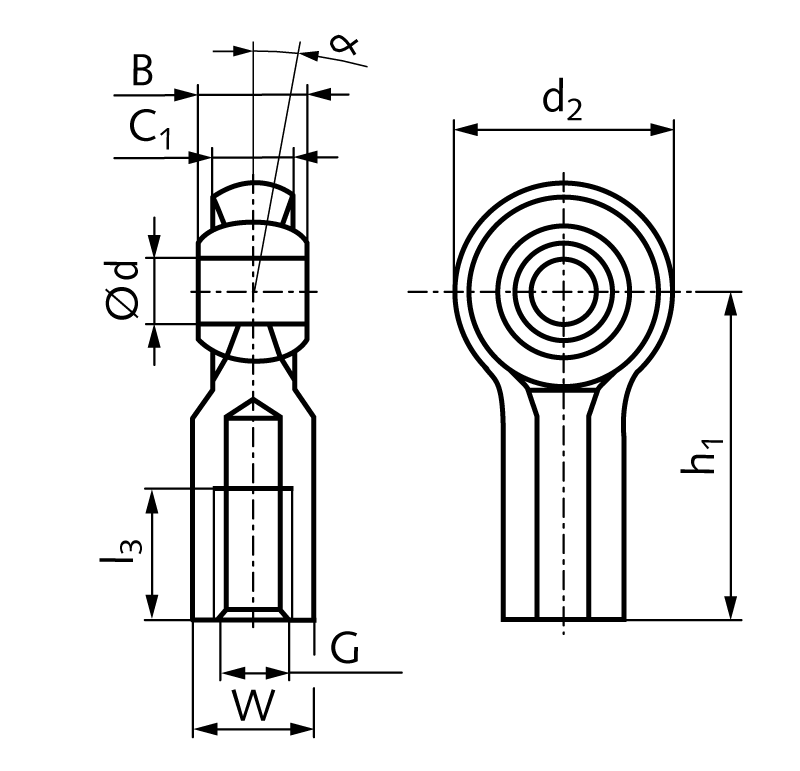Rod end igus igubal KCLM-05 internal thread M5 left