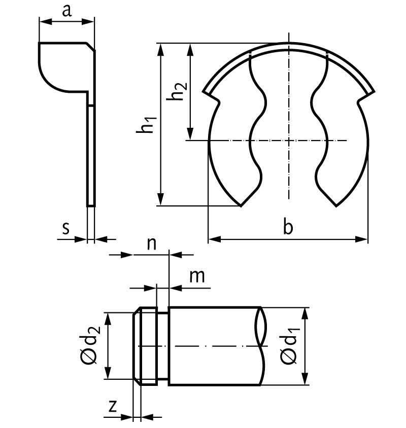 KL-retainer steel zinc plated size 4 for bolt diameter 4mm