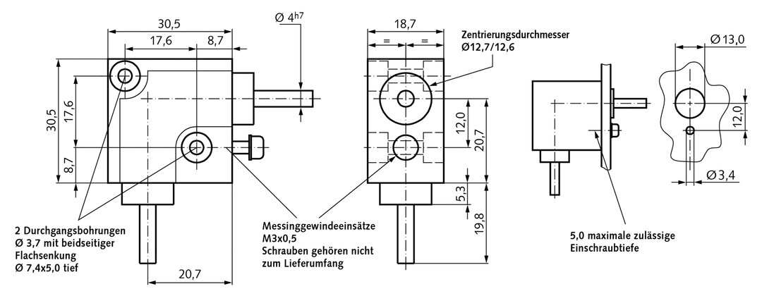 Bevel gearbox type HUG, type B, i=1:1
