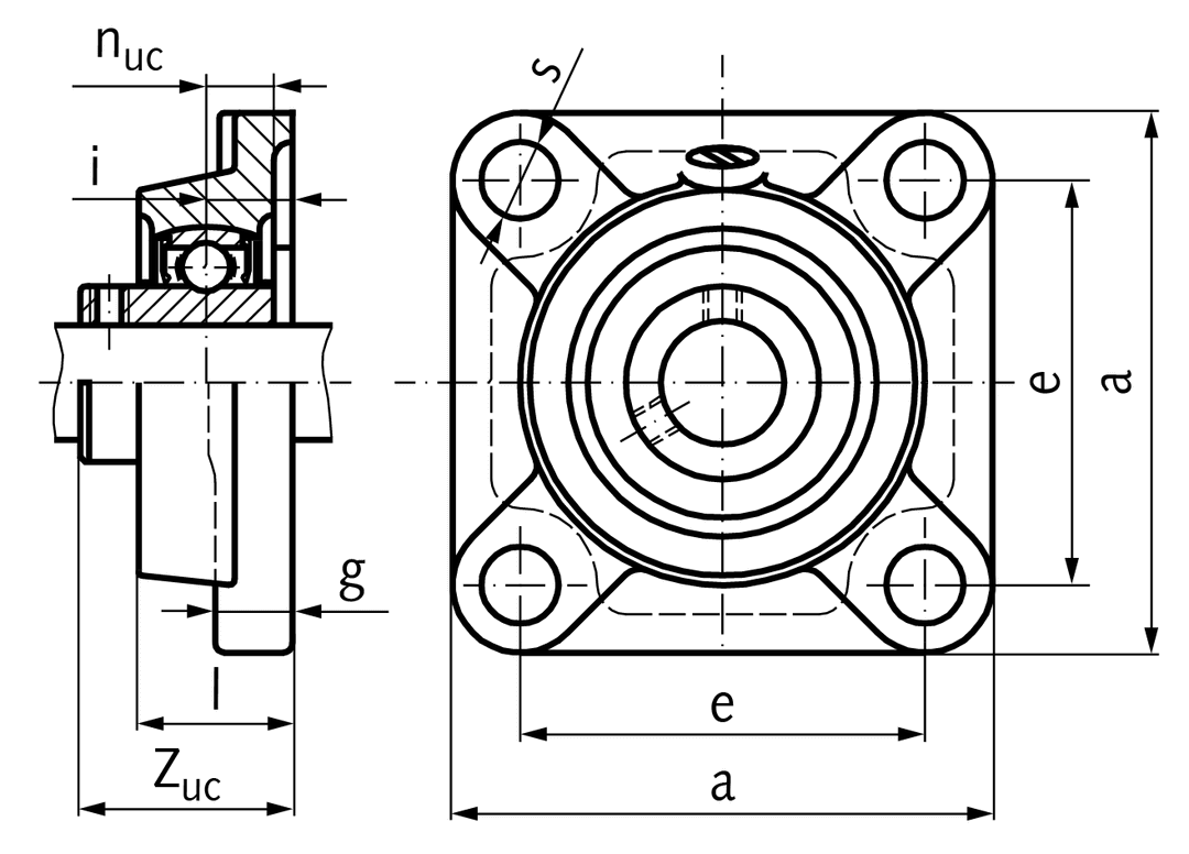 Ball flange bearing UCF 204 bore 20mm material grey cast iron