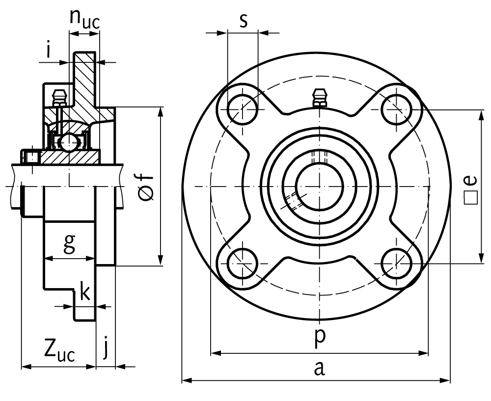 Ball pillow block bearing UCFC 203 bore 17mm material grey cast iron
