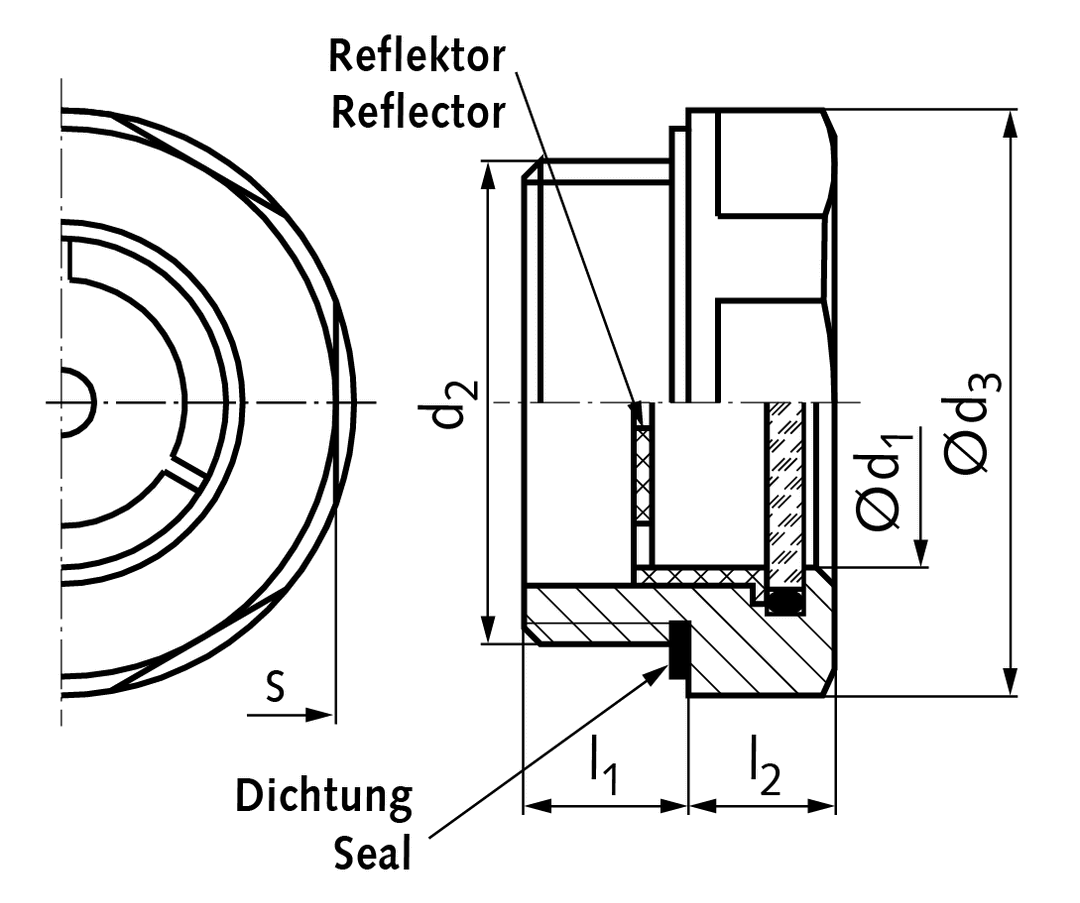 Oil-level sight glass 743 temperature resistant up to 100°C outer diameter 26mm thread G 1/2