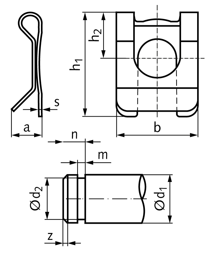 SL-retainer steel zinc plated size 4 for bolt diameter 4mm