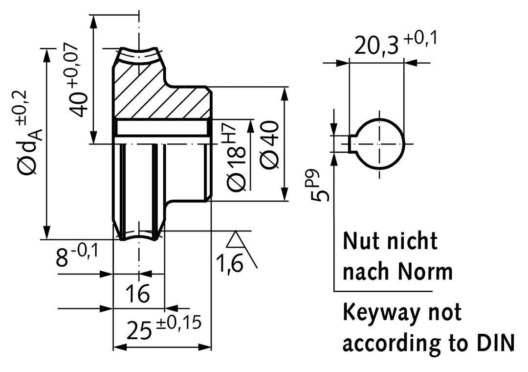 Precision worm wheel centre distance 40mm i=25 50 teeth