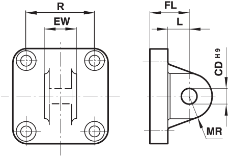 Universal rear eye for cylinder diameter 63mm