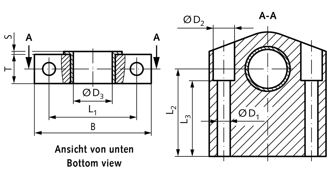 Swivel feet set including screws for worm gear screw jack NPT and NPK size 4 bearing inner Ø 35mm