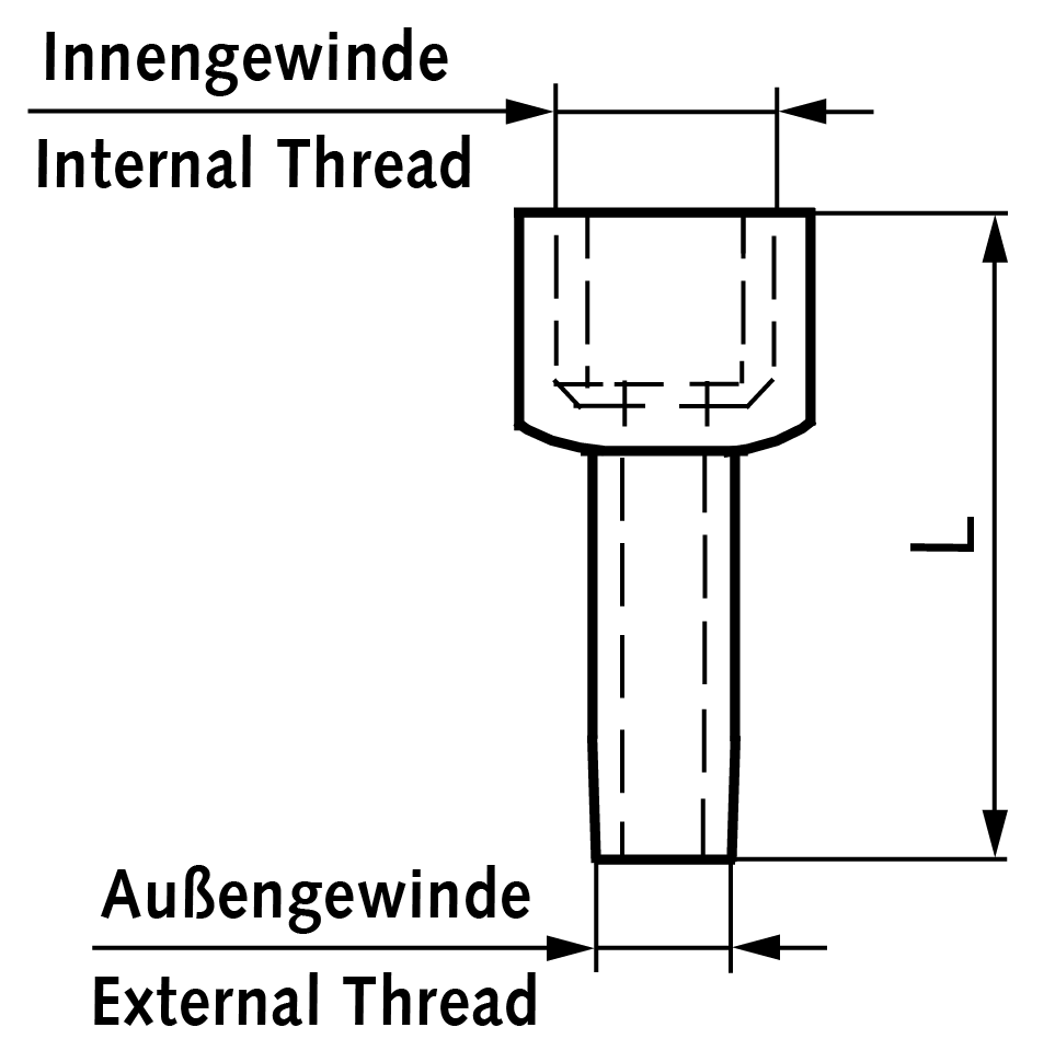 Extension 30mm total length 40mm internal thread G1/4″ external thread G1/4″ brass