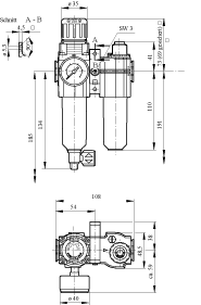 Combined filter-regulator with shut off valve, port G1/4
