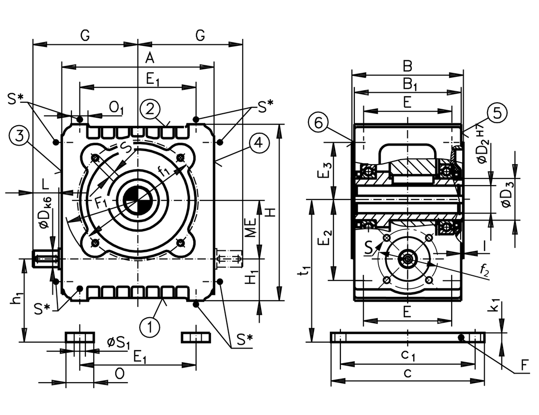 Worm gear unit ZM/I version HL size 40 i=82.0:1 (For operating instructions please visit the download area of our website www.maedler.de)