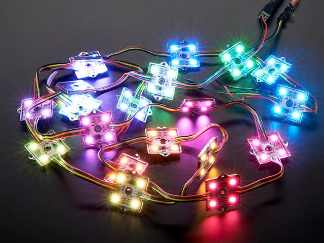 36mm Square 12V Digital RGB LED Pixels (Strand of 20)