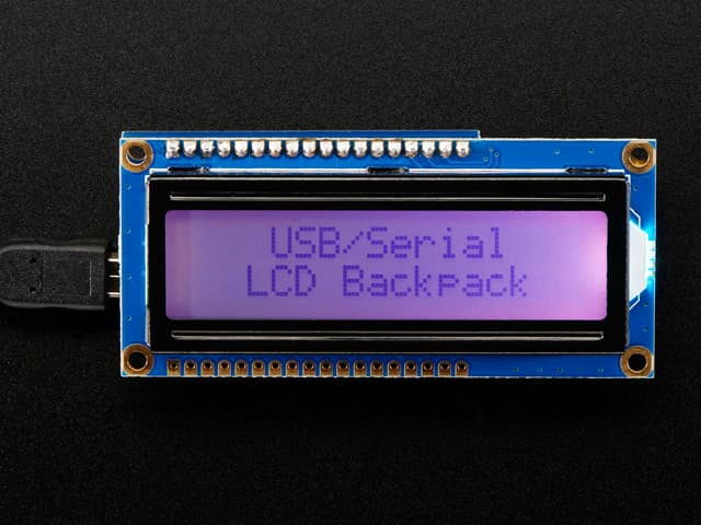 USB + Serial Backpack Kit with 16x2 RGB backlight positive LCD