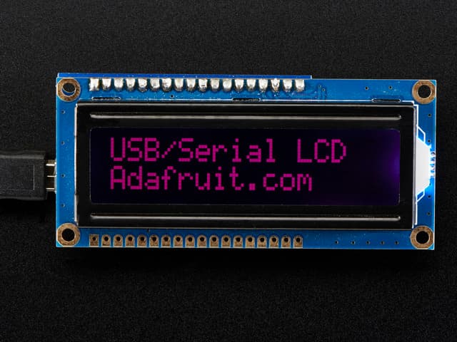 USB + Serial Backpack Kit with 16x2 RGB backlight negative LCD