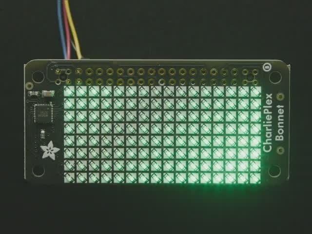 Adafruit CharliePlex LED Matrix Bonnet - 8x16 Green LEDs
