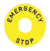 SCHNEIDER ELECTRIC - ZBY9330T - Plaque de légende, Commutateurs Série Harmony et Voyants Pilot, EMERGENCY STOP, Diamètre 60 mm