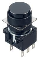 IDEC - LB1B-A1T6B - Commutateur bouton-poussoir industriel, LB Series, 16 mm, DPDT, Maintenu, Rond, Noir