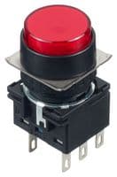 IDEC - LB1B-M1T6LR - Commutateur bouton-poussoir industriel, LB Series, 16 mm, DPDT, Momentané, Rond, Rouge