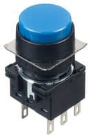 IDEC - LB1B-M1T6S - Commutateur bouton-poussoir industriel, LB Series, 16 mm, DPDT, Momentané, Rond, Bleu