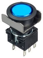 IDEC - LB6B-M1T6LS - Commutateur bouton-poussoir industriel, Silhouette affleurante, LB Series, 18.2 mm, DPDT, Momentané