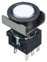 IDEC - LB6B-M1T6LW - Commutateur bouton-poussoir industriel, Silhouette affleurante, LB Series, 18.2 mm, DPDT, Momentané