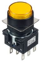 IDEC - LB1L-A1T64Y - Commutateur bouton-poussoir industriel, LB Series, 16 mm, DPDT, Maintenu, Rond, Transparent