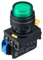 IDEC - YW1L-AF2E10Q4G - Commutateur bouton-poussoir industriel, YW Series, 22.3 mm, SPST-NO, Maintenu, Rond relevé, Vert