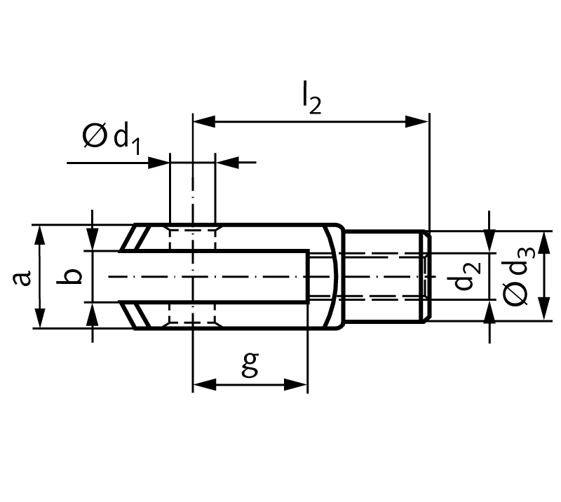 Clevis DIN 71752 size 5 x 10 right handed steel zinc-plated