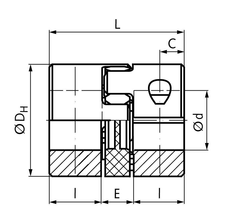 Clamp hub for elastic coupling RNKC short backlash-free size 7 borehole 6mm outer diameter 14mm length 12mm