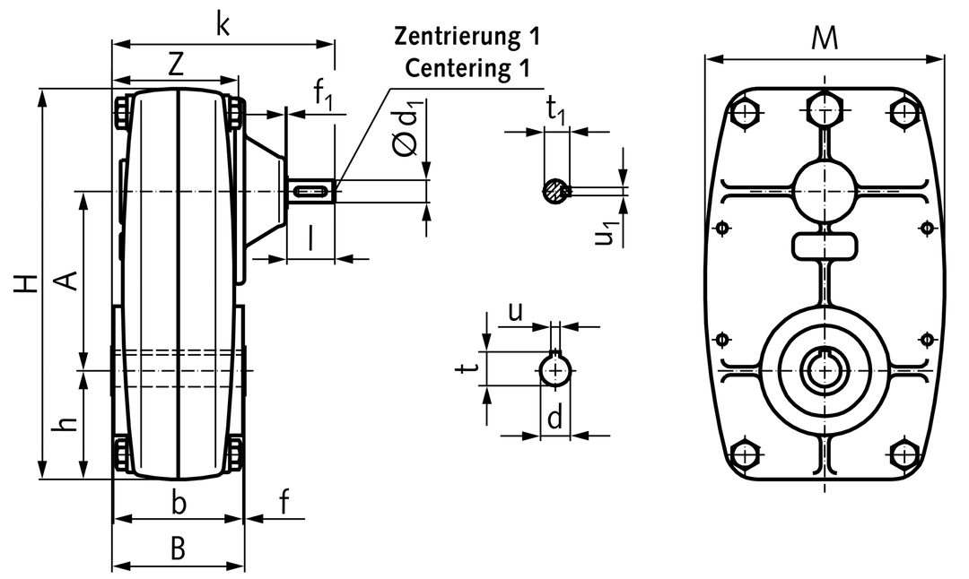 Shaft-mounted flat gearbox BOC1 size 3 version A i=4.13:1 (For operating instructions please visit the download area of our website www.maedler.de)