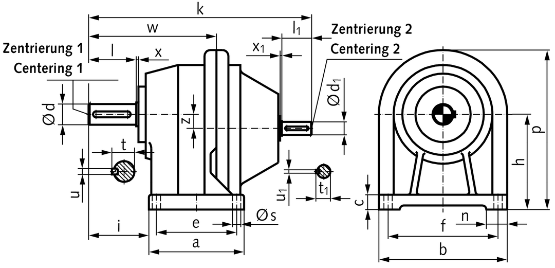 Helical gearbox BT1 size 4 i=2.22 model B3 (For operating instructions please visit the download area of our website www.maedler.de)