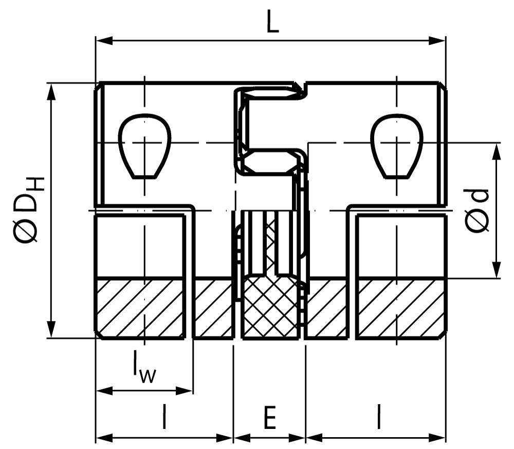Elastic coupling RNH with half shell clamps backlash-free size 14 prebore 3mm (no H7) outer diameter 30mm overall length 35mm insert 98° shore red