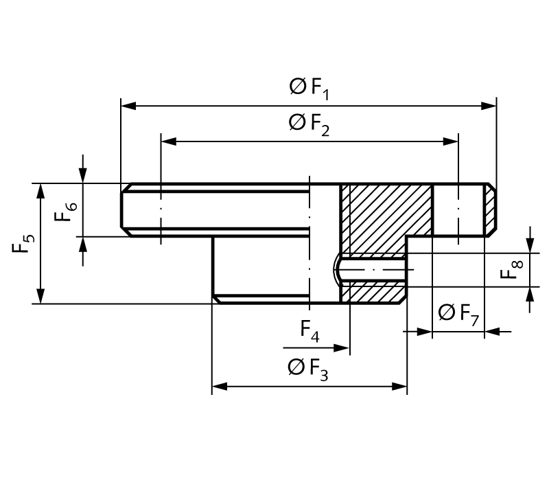 Flange plate for worm gear screw jack NPT version A and B size 0 outer Ø 50mm M10